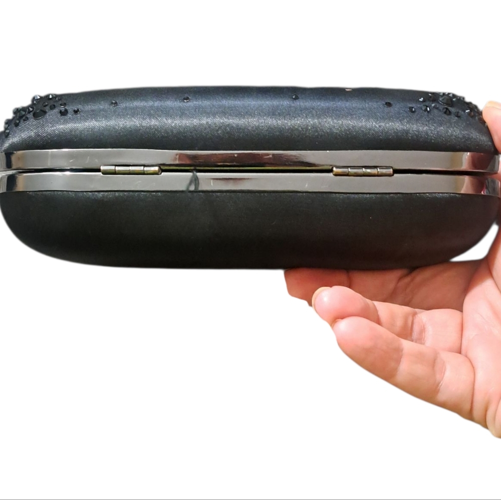 Express Black Satin & Rhinstone Kuckle Clutch - Picture 6 of 7